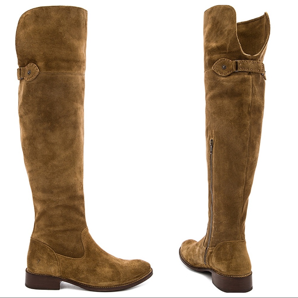 Frye OTK Shirley Riding Boot Cashew Suede Sz 7.5 / Sz 7